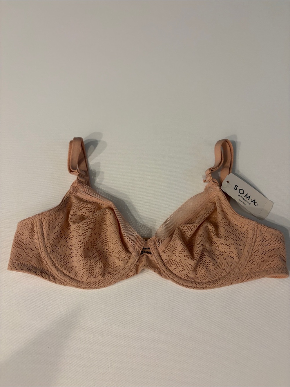 NWT SOMA UNLINED PERFECT COVERAGE STRETCH LACE BRA HUSH NUDE 32A UNDERWIRE